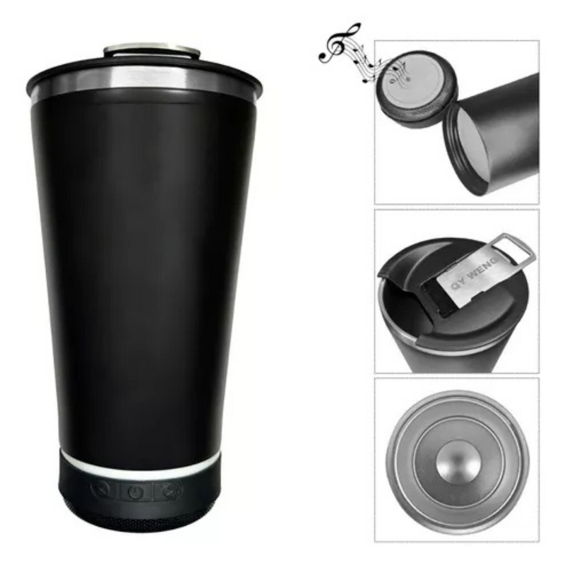 Copo Térmico com Som Bluetooth 420ml: Bebidas na Temperatura Perfeita e Música em Qualquer Lugar!