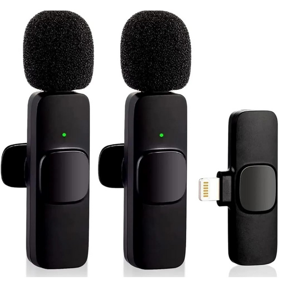 Microfone de Lapela Profissional BM-221 IP - Duplo Sistema com Fio para Gravação de Vídeo e Áudio de Alta Qualidade