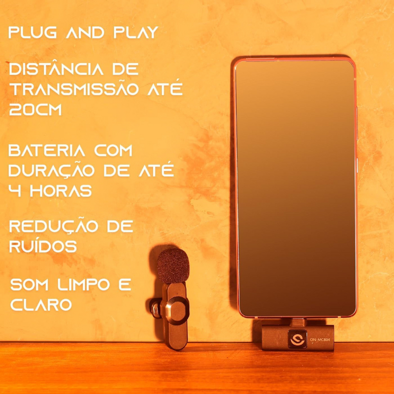 Microfone de Lapela Profissional BM-221 IP - Duplo Sistema com Fio para Gravação de Vídeo e Áudio de Alta Qualidade