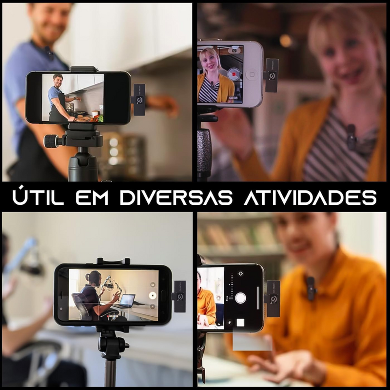 Microfone de Lapela Profissional BM-221 IP - Duplo Sistema com Fio para Gravação de Vídeo e Áudio de Alta Qualidade