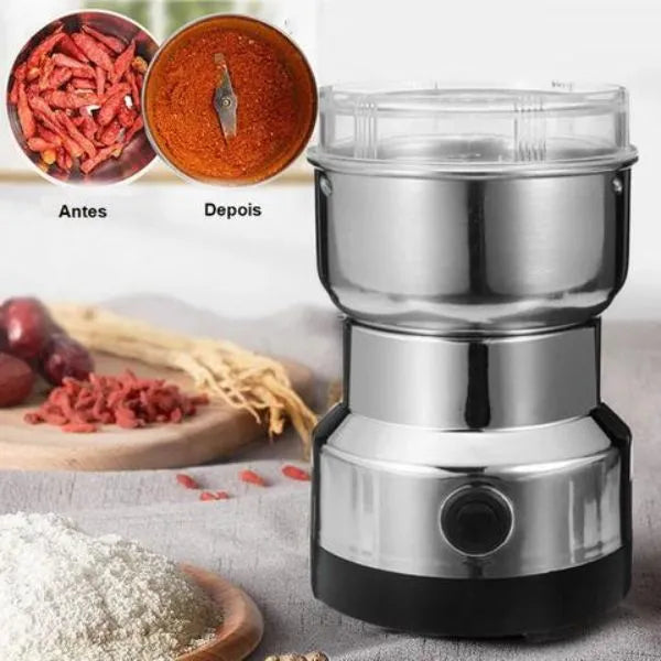 Moedor e Triturador Elétrico de Grãos - Eficiente, Compacto e Versátil para Café, Especiarias e Mais