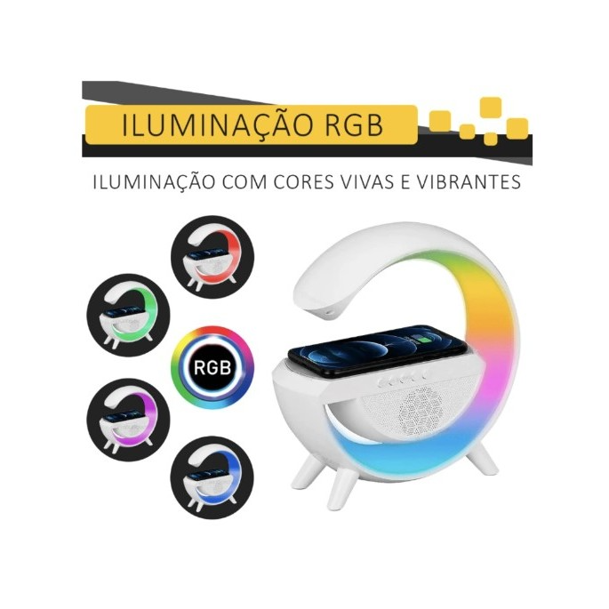 Caixa Som Luminária G Speaker Carregador Por Indução