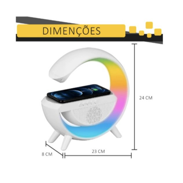 Caixa Som Luminária G Speaker Carregador Por Indução