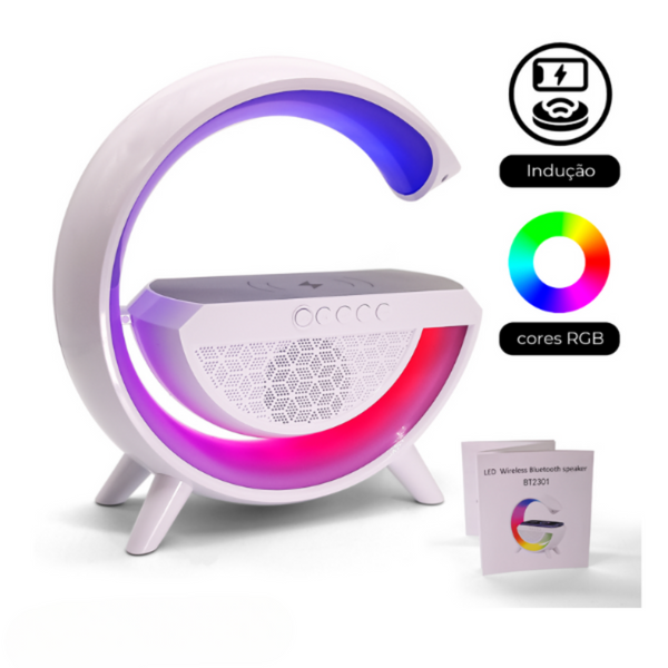 Caixa Som Luminária G Speaker Carregador Por Indução