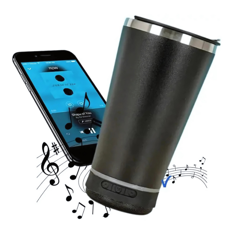 Copo Térmico com Som Bluetooth 420ml: Bebidas na Temperatura Perfeita e Música em Qualquer Lugar!
