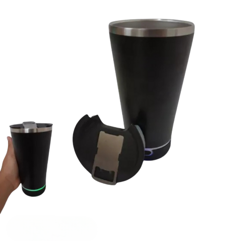 Copo Térmico com Som Bluetooth 420ml: Bebidas na Temperatura Perfeita e Música em Qualquer Lugar!