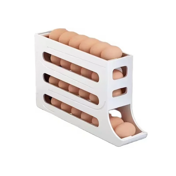 Dispensador Automático de Ovos com 4 Camadas - Organizador para Geladeira, Caixa de Armazenamento Reutilizável para Cozinha