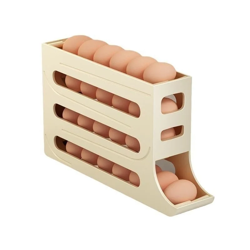 Dispensador Automático de Ovos com 4 Camadas - Organizador para Geladeira, Caixa de Armazenamento Reutilizável para Cozinha